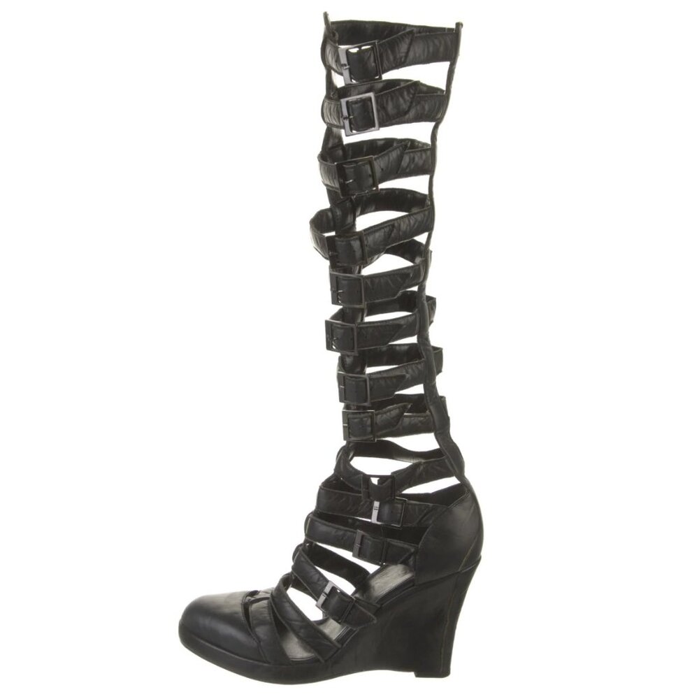 Chanel Calfskin Strappy Knee-High Boots/Sandals (Size 7.5 or 8)